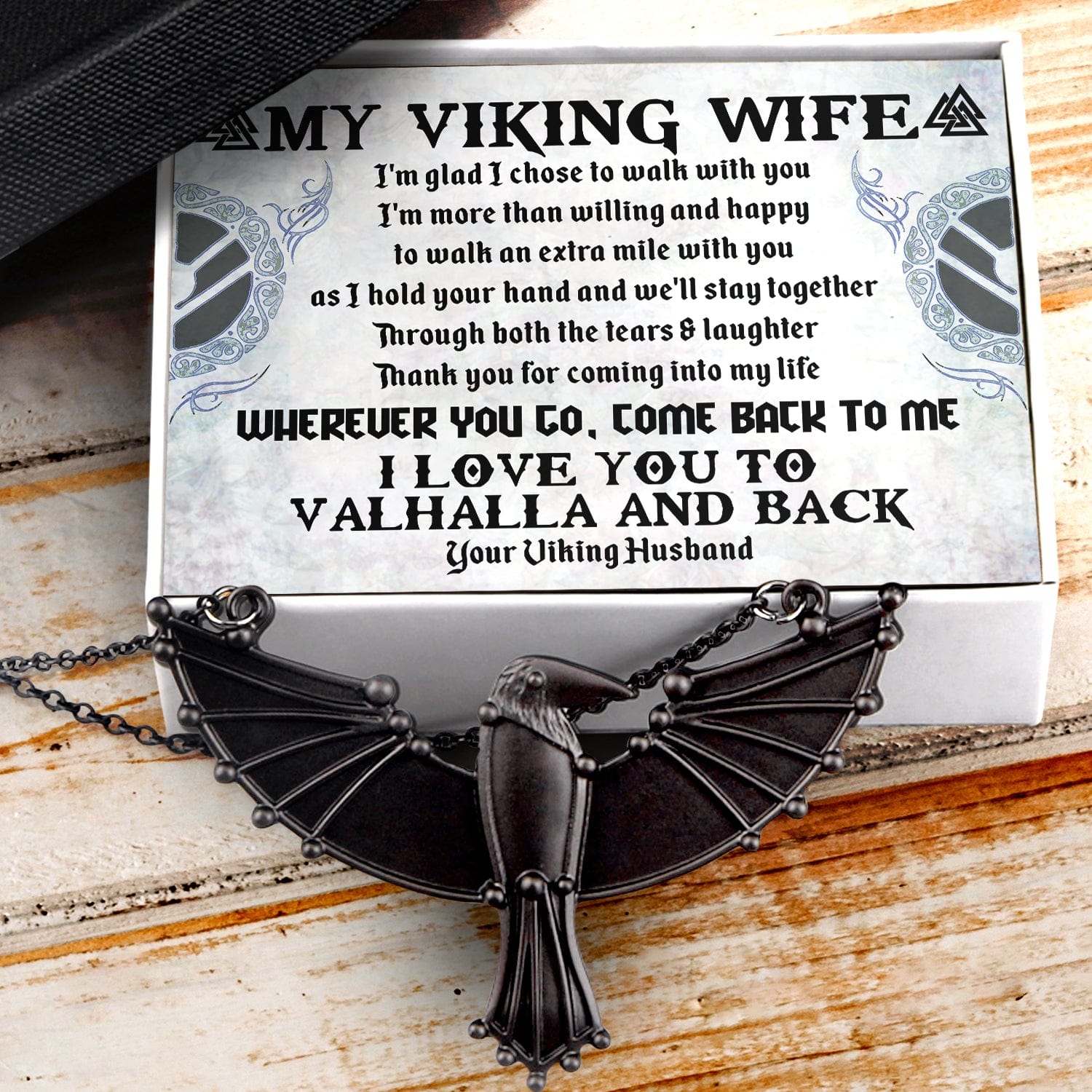 Dark Raven Necklace - Viking - To My Wife - Love You To The Moon And Back - Gncm15010