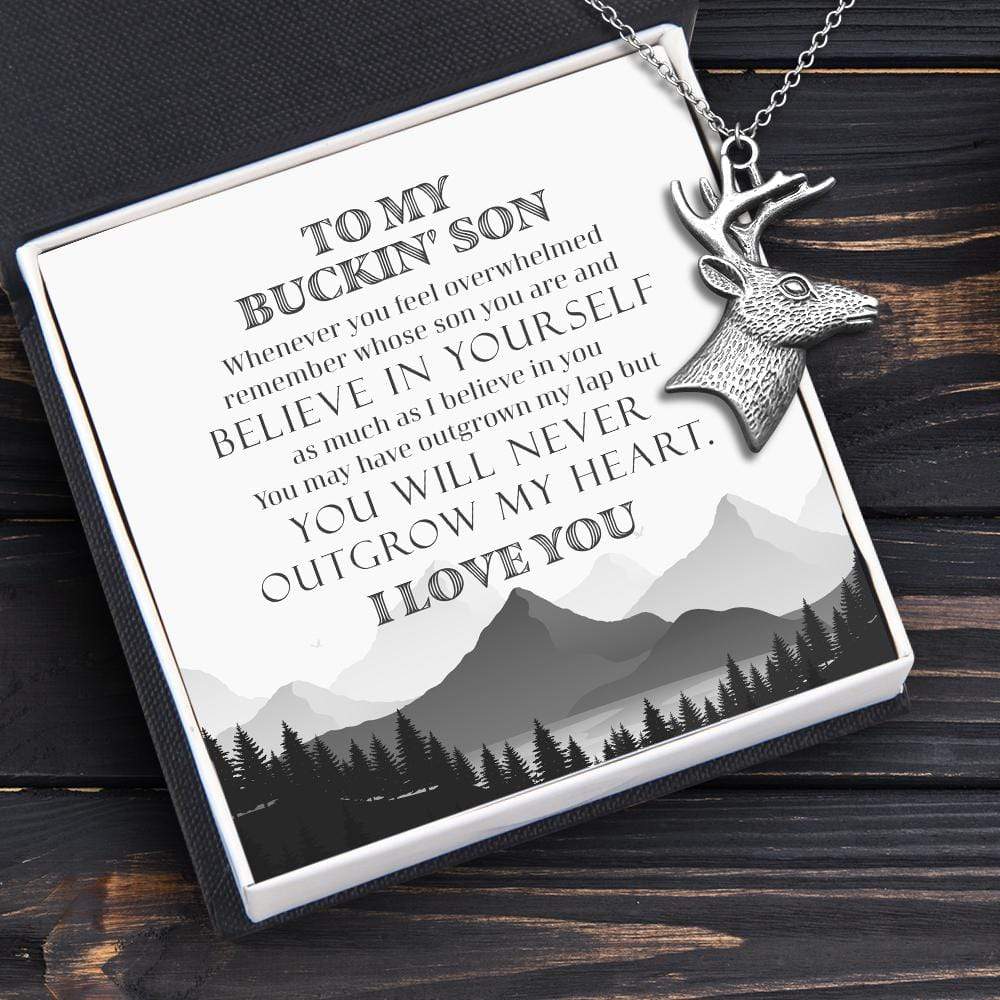 Deer Shaped Necklace - Hunting - To My Buckin' Son - You Will Never Outgrow My Heart - Gnnd16002