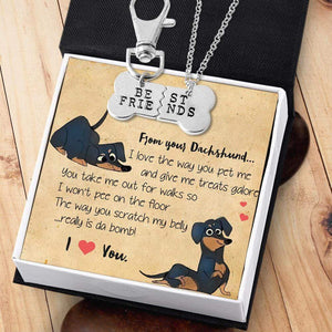 Dog Bone Necklace & Keychain Set - Dachshund - To Lover - I Love You - Gkeh13001