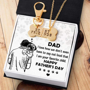 Dog Bone Necklace & Keychain Set - Dog - To Dad - Happy Father's Day! - Gkeh18002