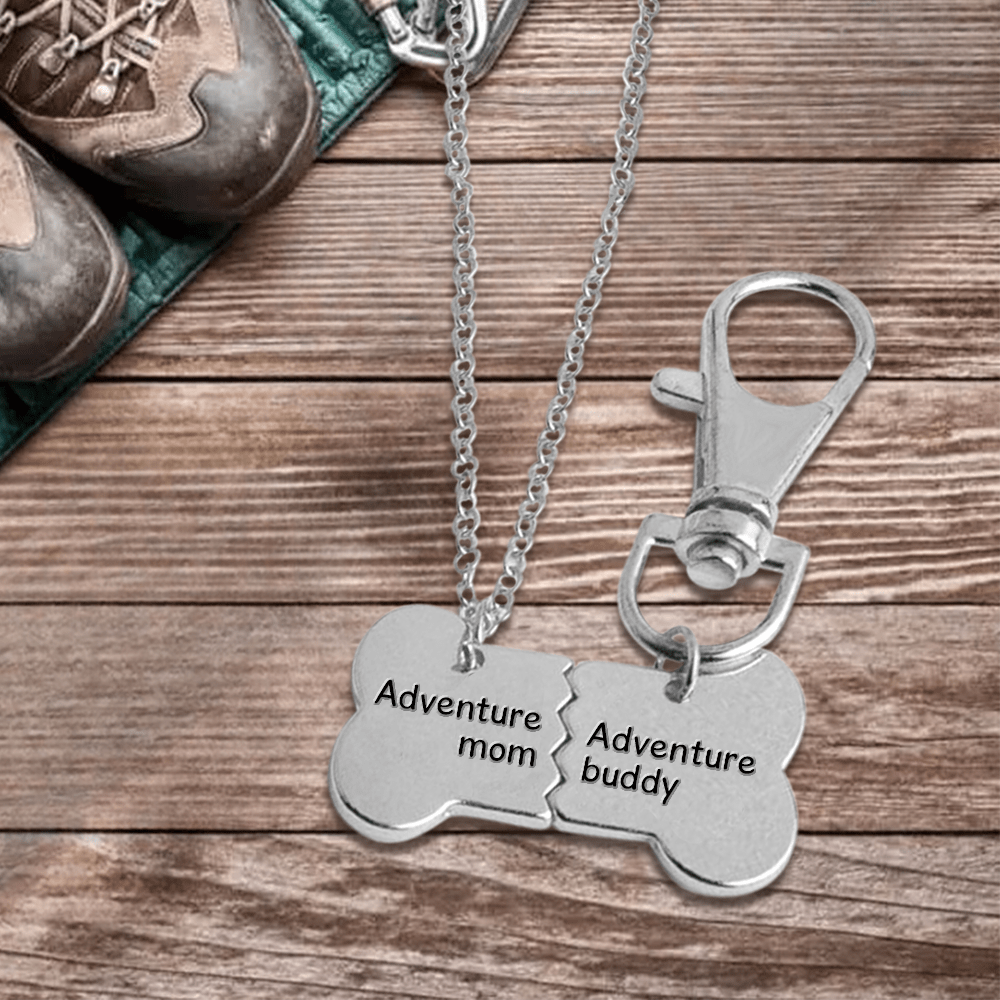 Silver Personalized Dog Bone Sideways Necklace Custom Made with Any Names