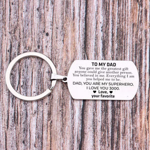 Dog Tag Keychain - Dad, You Are My Superhero, I Love You 3000 - Gkn18042