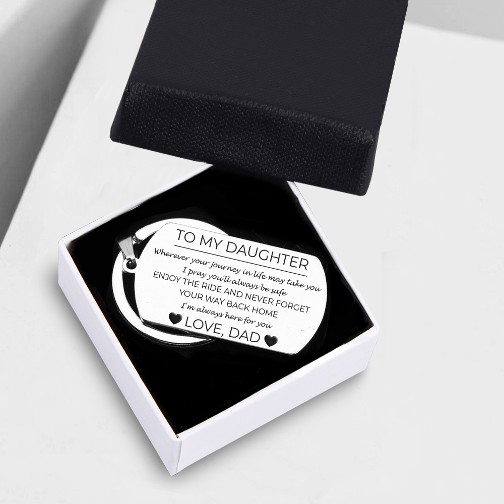 Dog Tag Keychain - To My Daughter - From Dad - I'm Always Here For You - Gkn17001