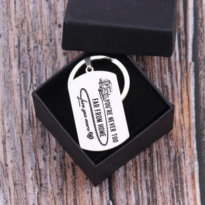Dog Tag Keychain - You're Never Too Far From Home, Love You More - Gkn26007