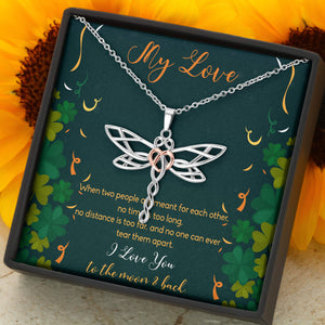 Dragonfly Necklace - Irish - To My Love - I Love You To The Moon & Back - Ska13005