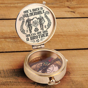 Engraved Compass - Biker - To My Brother - One's Back Is Vulnerable, Unless One Has A Brother - Gpb33006