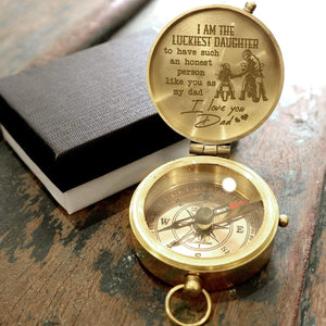 Engraved Compass - Biker - To My Dad - I Am The Luckiest Daughter - Gpb18030