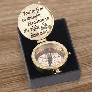 Engraved Compass - Biker - You’re Free To Wander - Gpb26009