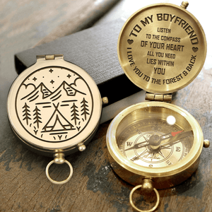 Engraved Compass - Camping - To My Boyfriend - I Love You To The Forest And Back - Gpb12011