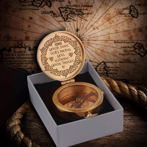 Engraved Compass - Couple Gift Idea - Your Feet Will Bring You Where Your Heart Is - Gpb26081