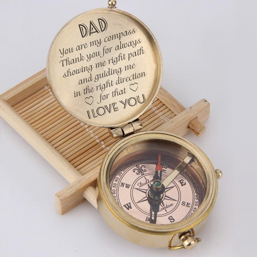 Gift for Dad from Daughter Brass Compass | Engraved Quote Dad I Love You  Father's Day Birthday Gifts idea for Dad from Daughter Girl (Dad I Love You  