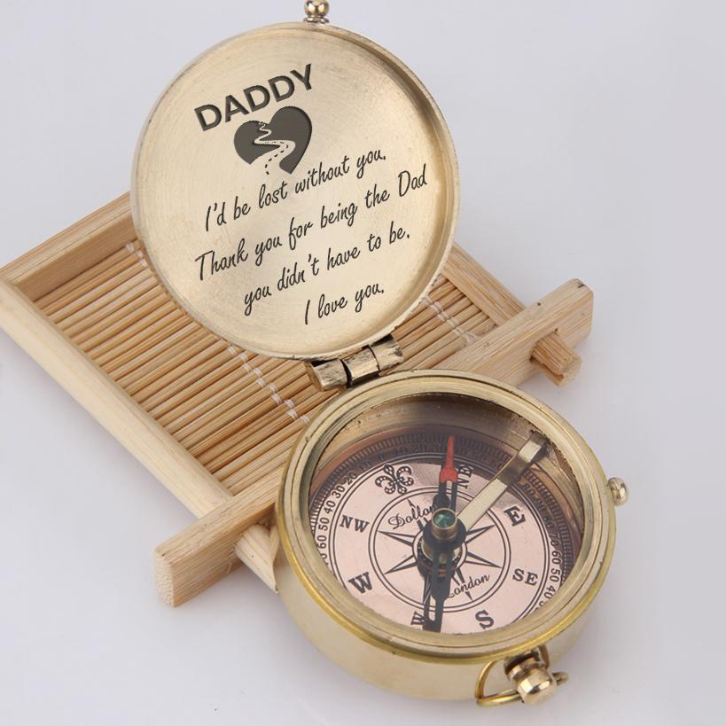 Engraved Compass - Daddy - I'd Be Lost Without You - Thank you - Gpb18009