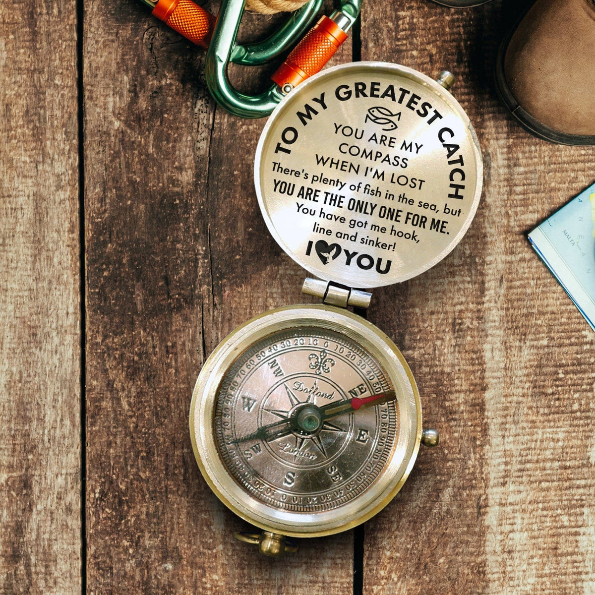 Engraved Compass - Fishing - To My Greatest Catch - I Love You - Gpb13012