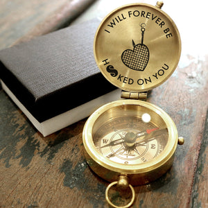 Engraved Compass - Fishing - To My Man -  I Will Forever Be Hooked On You - Gpb26173