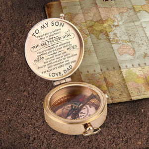 Engraved Compass - Fishing - To My Son - Believe Deep In Your Heart That You Are The Reel Deal - Gpb16013