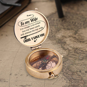 Engraved Compass - Fishing - To My Wife - I Reel-y Love You - Gpb15004