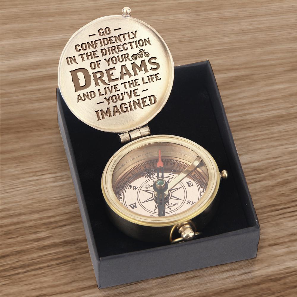 Go Confidently Engraved Brass Compass Inspirational Gift