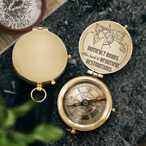Engraved Compass - Hiking - To My Child - Difficult Roads Often Lead To Beautiful Destinations - Gpb16041