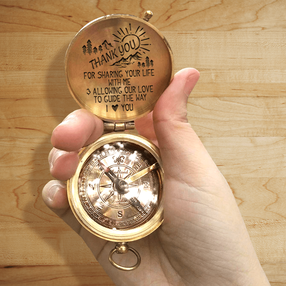 Engraved Compass - Hiking - To My Man - Thank You For Sharing Your Life With Me - Gpb26169