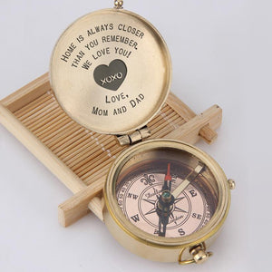 Engraved Compass - Home Is Always Closer Than You Remember - Love, Mom And Dad - Gpb16006