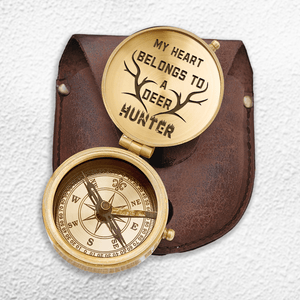 Engraved Compass - Hunting - To My Man - My Heart Belongs To A Deer Hunter - Gpb26196