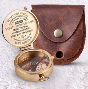 Engraved Compass - To My Grandson, I Pray You'll Always Be Safe - Love, Grandma - Gpb22006
