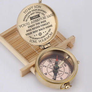 Engraved Compass - To My Son, I Pray You'll Always Be Safe - Love, Your Mom - Gpb16002