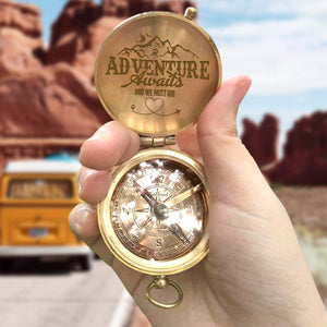 Engraved Compass - Travel - To Couple - Adventure Awaits - Gpb26154