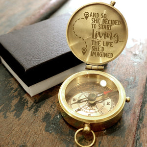 Engraved Compass - Travel - To My Daughter - She Decided To Start Living The Life She Imagined - Gpb17010