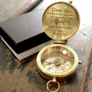 Engraved Compass - Travel - To My Son - Home Is Closer Than You Think - Gpb16045