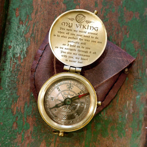 Engraved Compass - Viking - To My Man- You Spin My World Around - Gpb26177