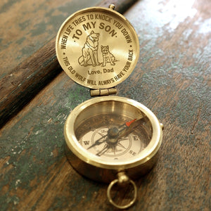 Engraved Compass - Wolf - To My Son - This Old Wolf Will Always Have Your Back - Gpb16047