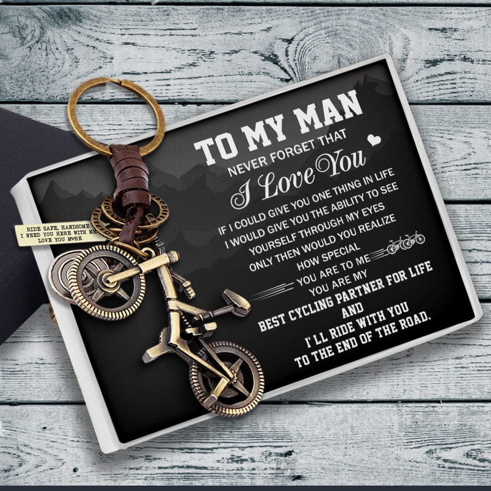 Engraved Cycling Keychain - Cycling - To My Man - I Need You Here With Me - Gkaq26002
