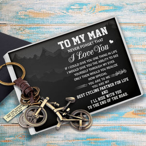 Engraved Cycling Keychain - Cycling - To My Man - I Need You Here With Me - Gkaq26002