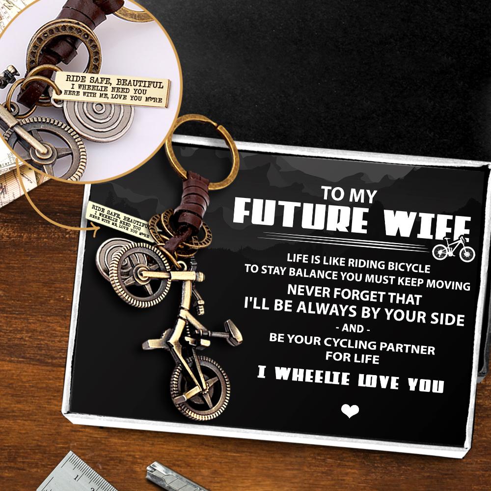 Engraved Cycling Keychain - To My Future Wife - Life Is Like Riding Bicycle - Gkaq25004