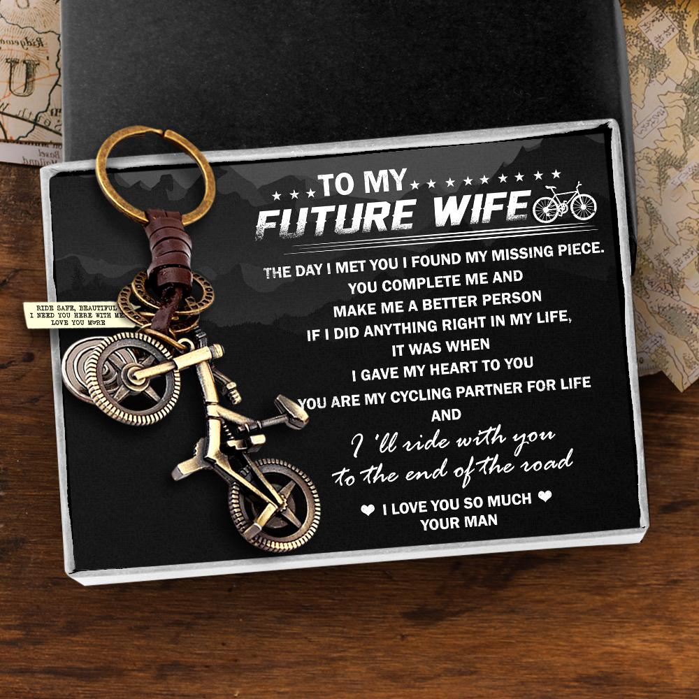 Engraved Cycling Keychain - To My Future Wife - You Complete Me And Make Me A Better Person - Gkaq25002