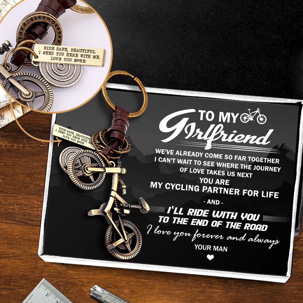 Engraved Cycling Keychain - To My Girlfriend - You Are My Cycling Partner For Life - Gkaq13003