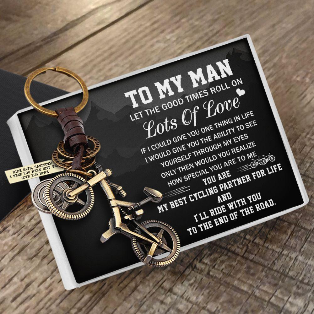 Engraved Cycling Keychain - To My Man - I Need You Here With Me - Gkaq26003