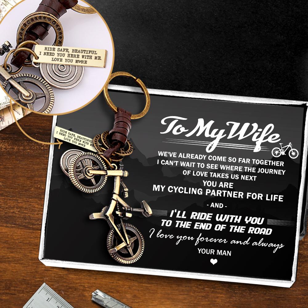 Engraved Cycling Keychain - To My Wife - You Are My Cycling Partner For Life - Gkaq15003