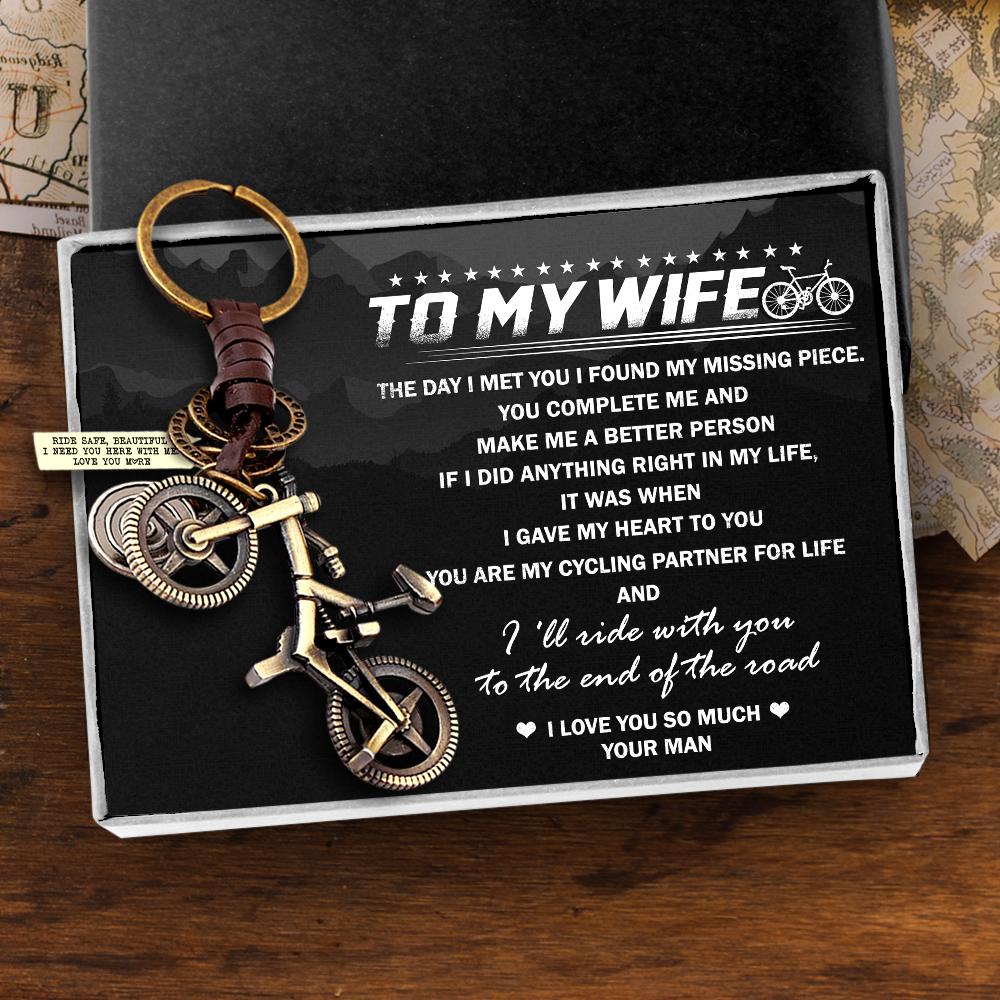 Engraved Cycling Keychain - To My Wife - You Complete Me And Make Me A Better Person - Gkaq15002