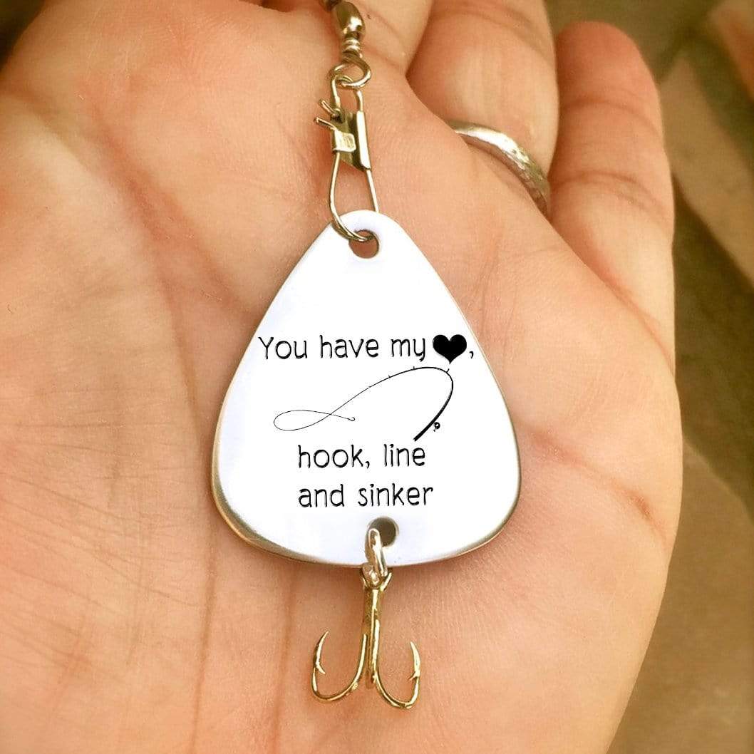 engraved fishing lure necklace Personalized Engraved Fishing Hook - To My Wife - You Have My Heart, H