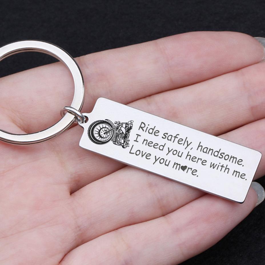 Engraved Keychain - Biker - I Need You Here With Me, Love You More - Gkc12032