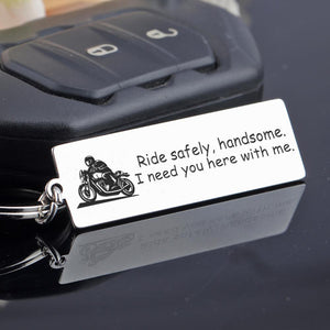 Engraved Keychain - Biker - Ride Safely - Gkc12057