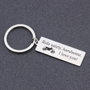 Engraved Keychain - Motocross Ride Safely Handsome - Gkc14087