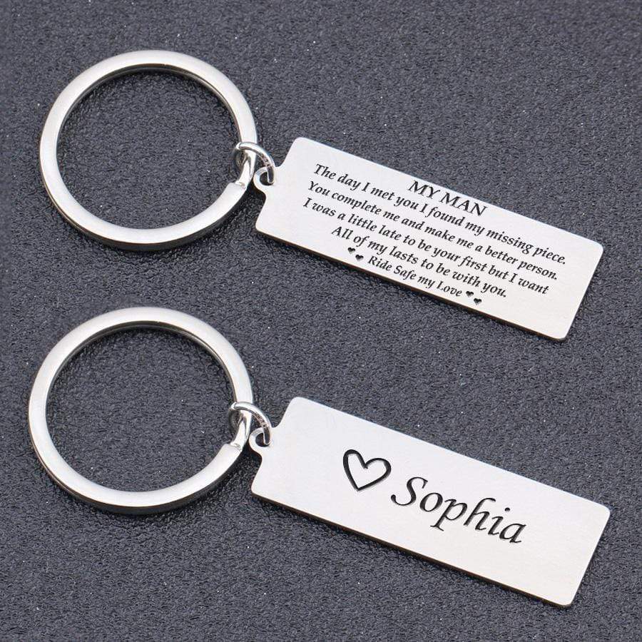 Engraved Keychain - My man - Ride Safe my Love - Gkc26066
