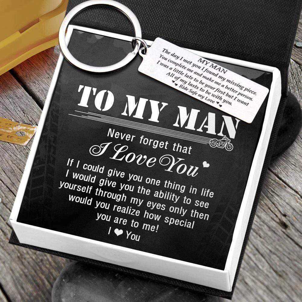 Engraved Keychain - My man - Ride Safe my Love - Gkc26066