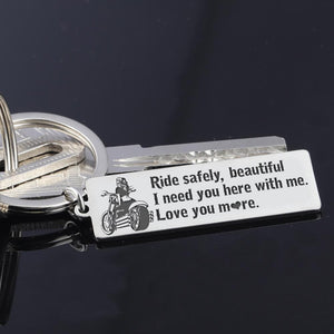 Engraved Keychain - Ride Safely, Beautiful - Gkc13030