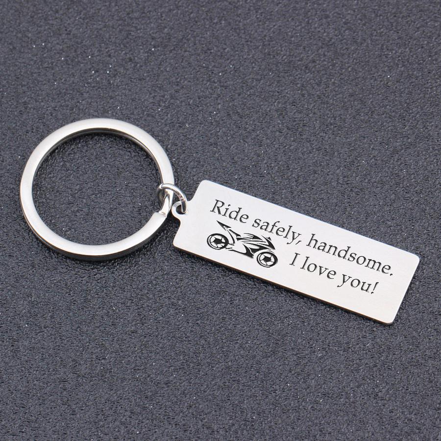 Engraved Keychain - Sport Bike Ride Safely Handsome - Gkc14050
