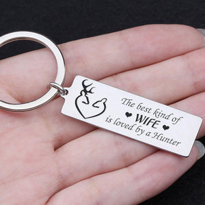 Engraved Keychain - The Best Kind Of Wife Is Loved By A Hunter - Gkc15029