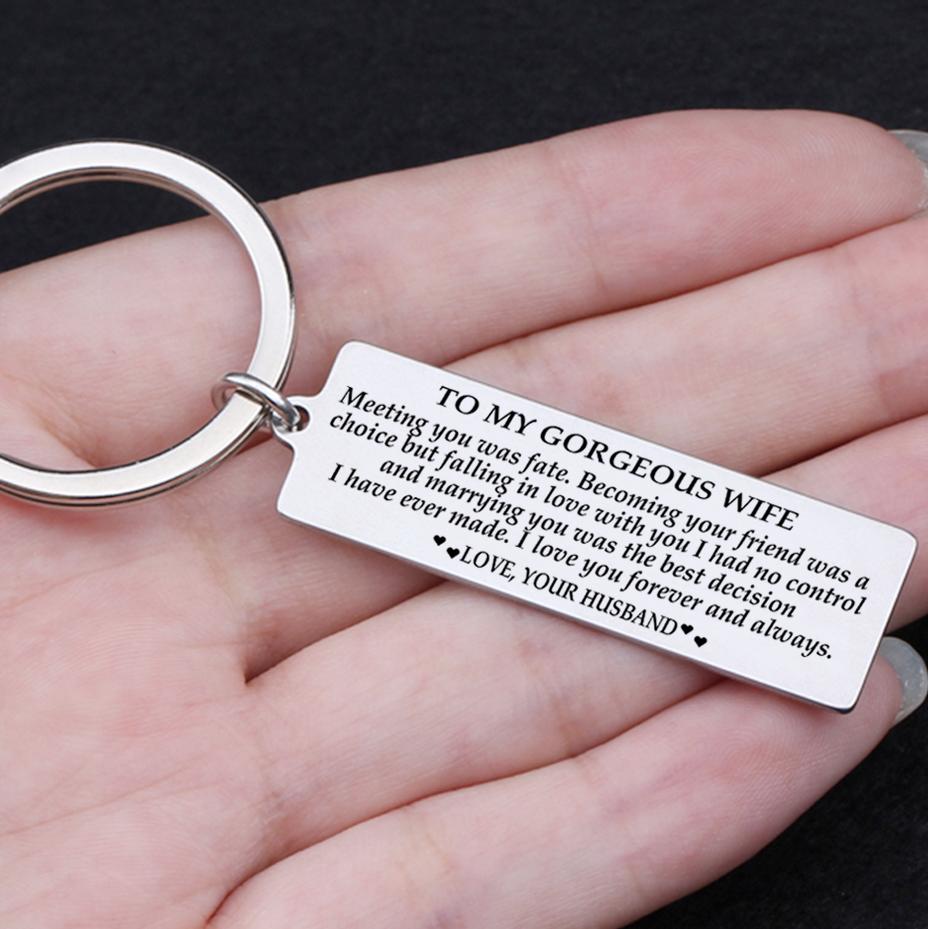Engraved Keychain - To My Gorgeous Wife I Love You Forever And Always - Gkc15009